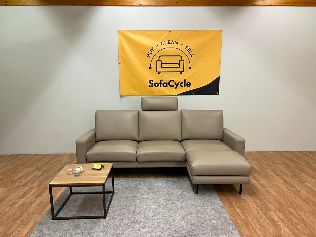 Topkwaliteit Lederen Driezit met Poef /SofaCycle / Levering