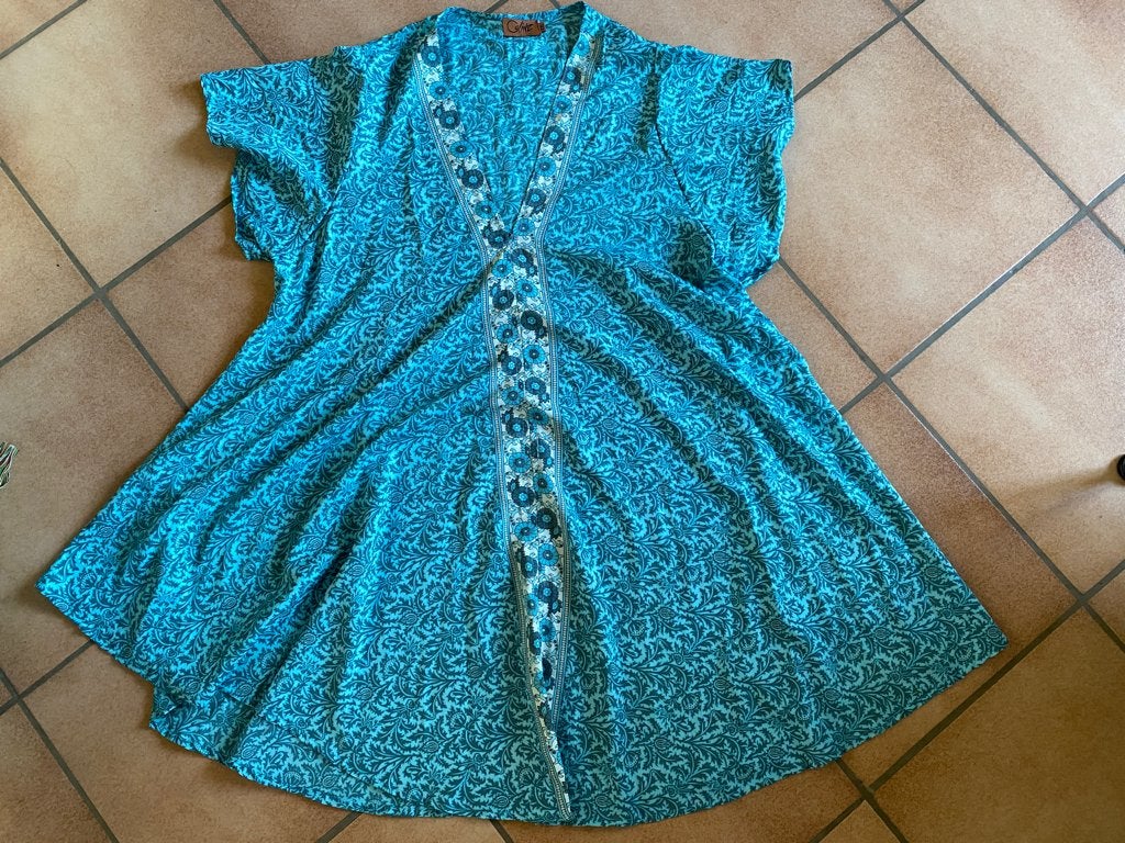 Coline tuniek XXL turkoois kasjmierpatroon, Kleding | Dames, Blouses en Tunieken, Coline, Maat 46/48 (XL) of groter, Gedragen