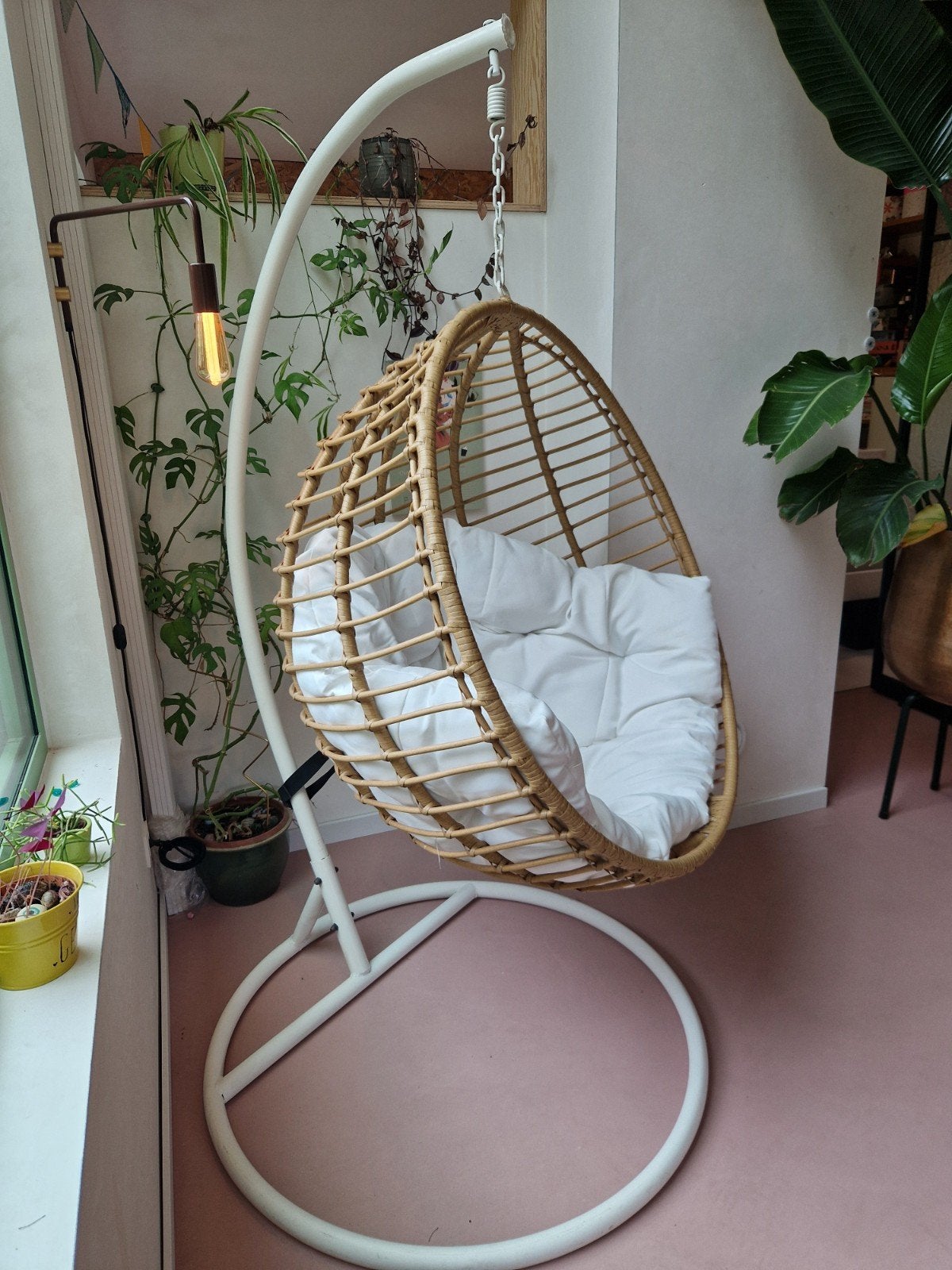 Rotan hangstoel voor binnen/buiten met comfortabel zitkussen, Ophalen, Rotan