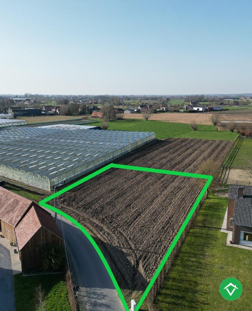 Bouwgrond (1291m²) op één rustige, gunstige ligging te Gits, Hooglede, 1000 tot 1500 m²