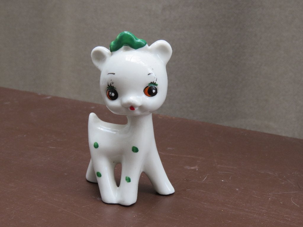 Vintage Kawaii Japans Green Dotted Deer hert 1960s, Antiek en Kunst, Ophalen of Verzenden