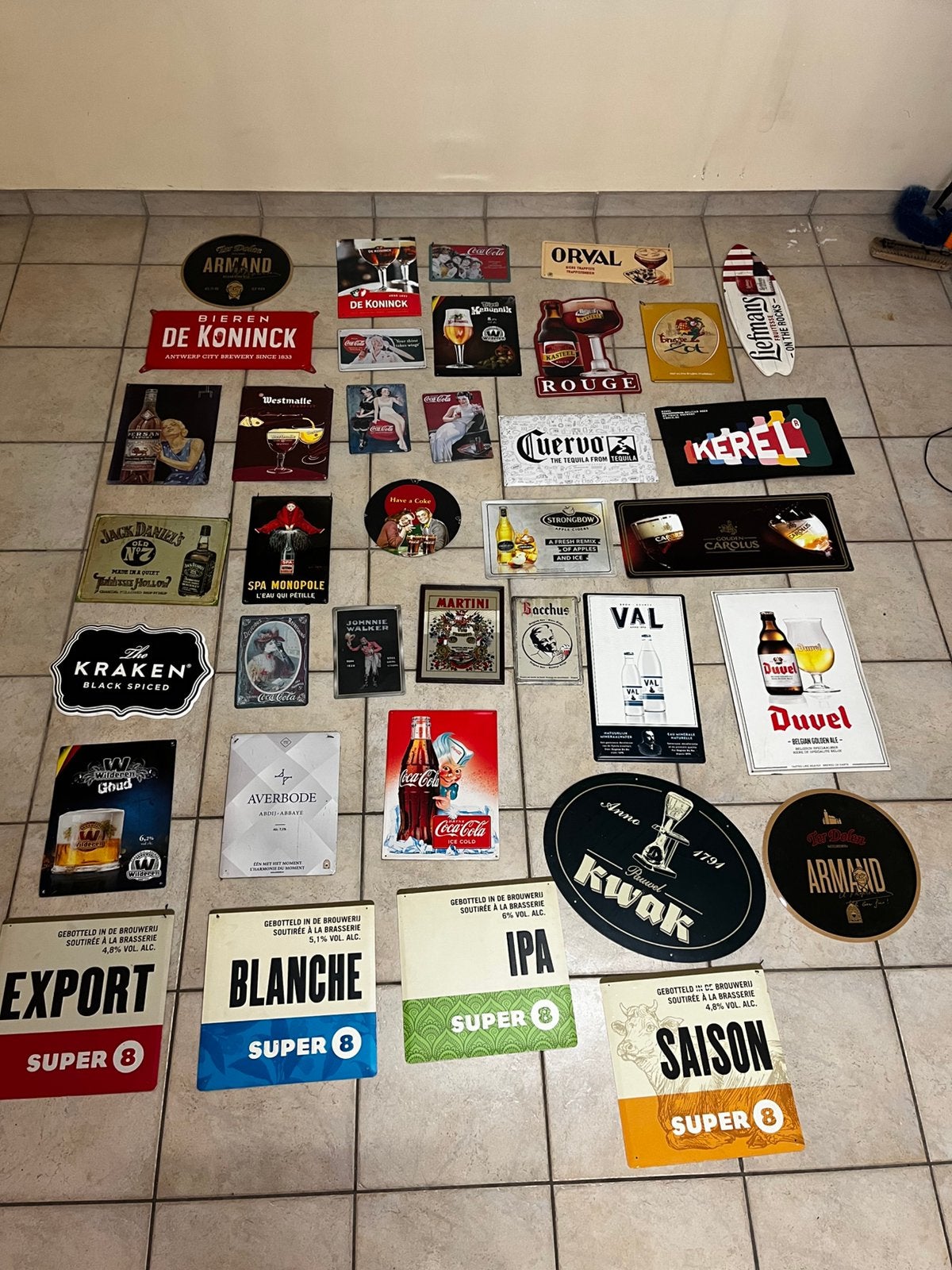 Verzameling Metalen Reclameborden Bier & Vintage Merken, Ophalen, Zo goed als nieuw, Reclamebord, Plaat of Schild, Overige merken