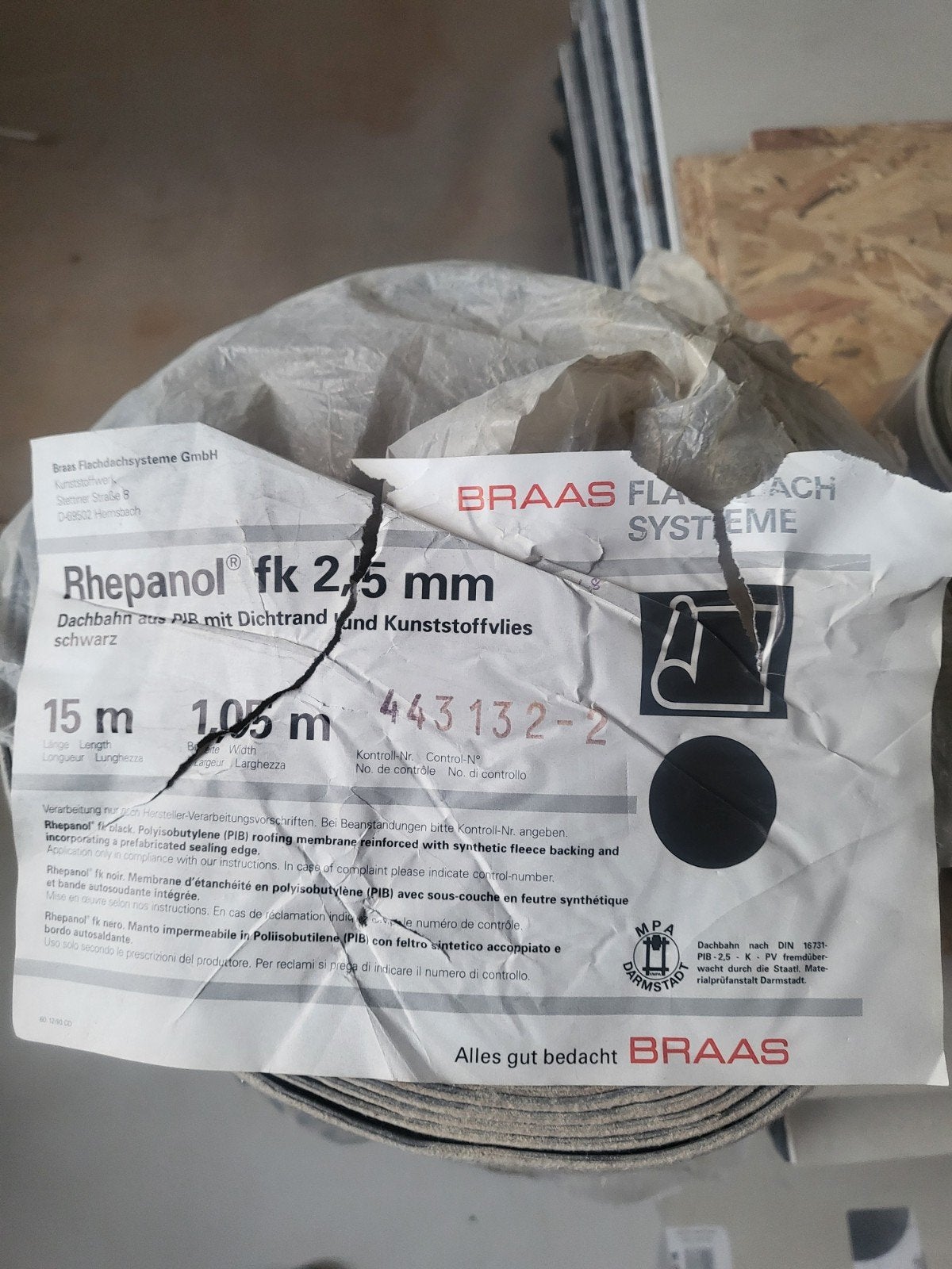 Nieuwe rol Rhepanol, ongebruikt, 15.75m2, Doe-het-zelf en Bouw, Isolatie en Afdichting, Ophalen