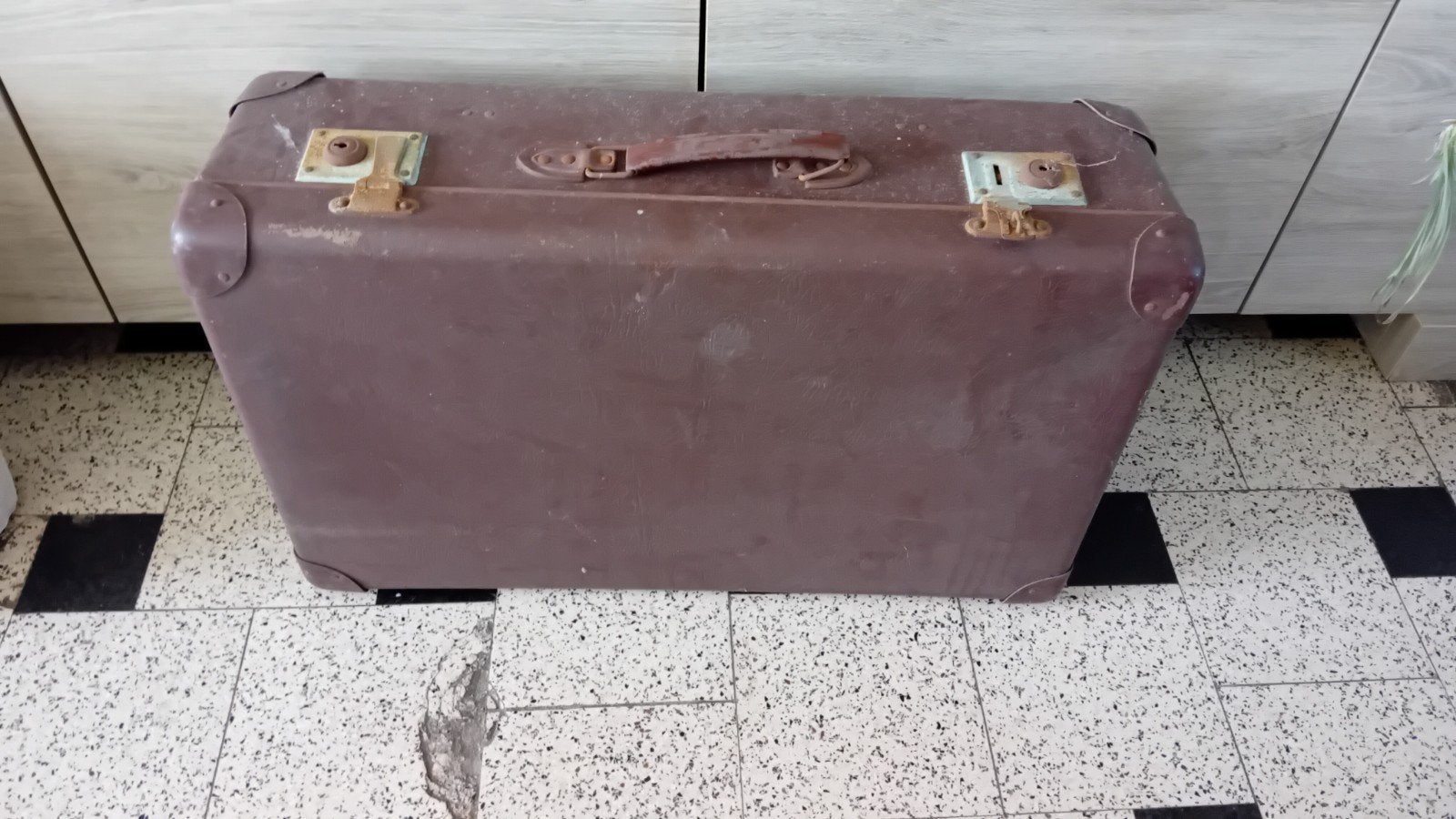 antieke reiskoffer, Bijoux, Sacs & Beauté, Valises, 35 à 45 cm, Enlèvement ou Envoi, Utilisé, Autres matériaux