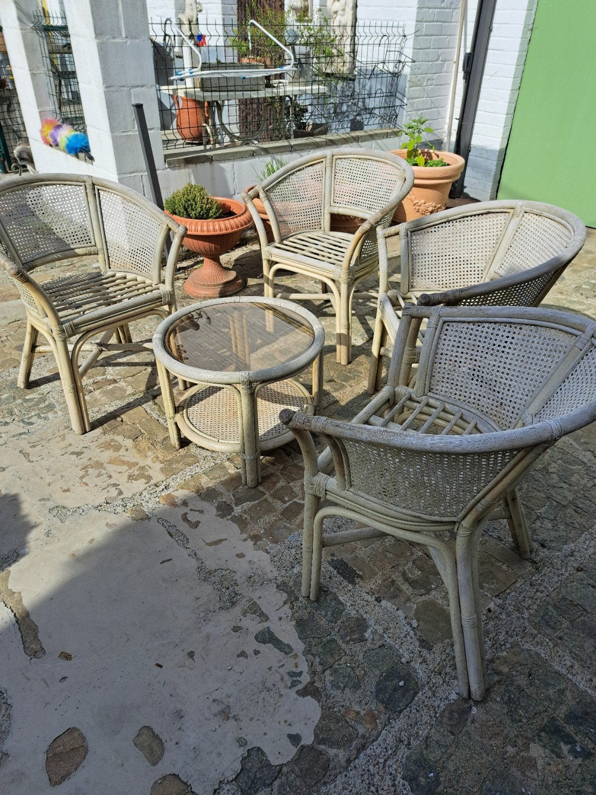 Salon de jardin 4 fauteuils et une table, Jardin & Terrasse, Ensembles de jardin, Rotin, Abcdaisybrocante@gmail.com, Salons de jardin