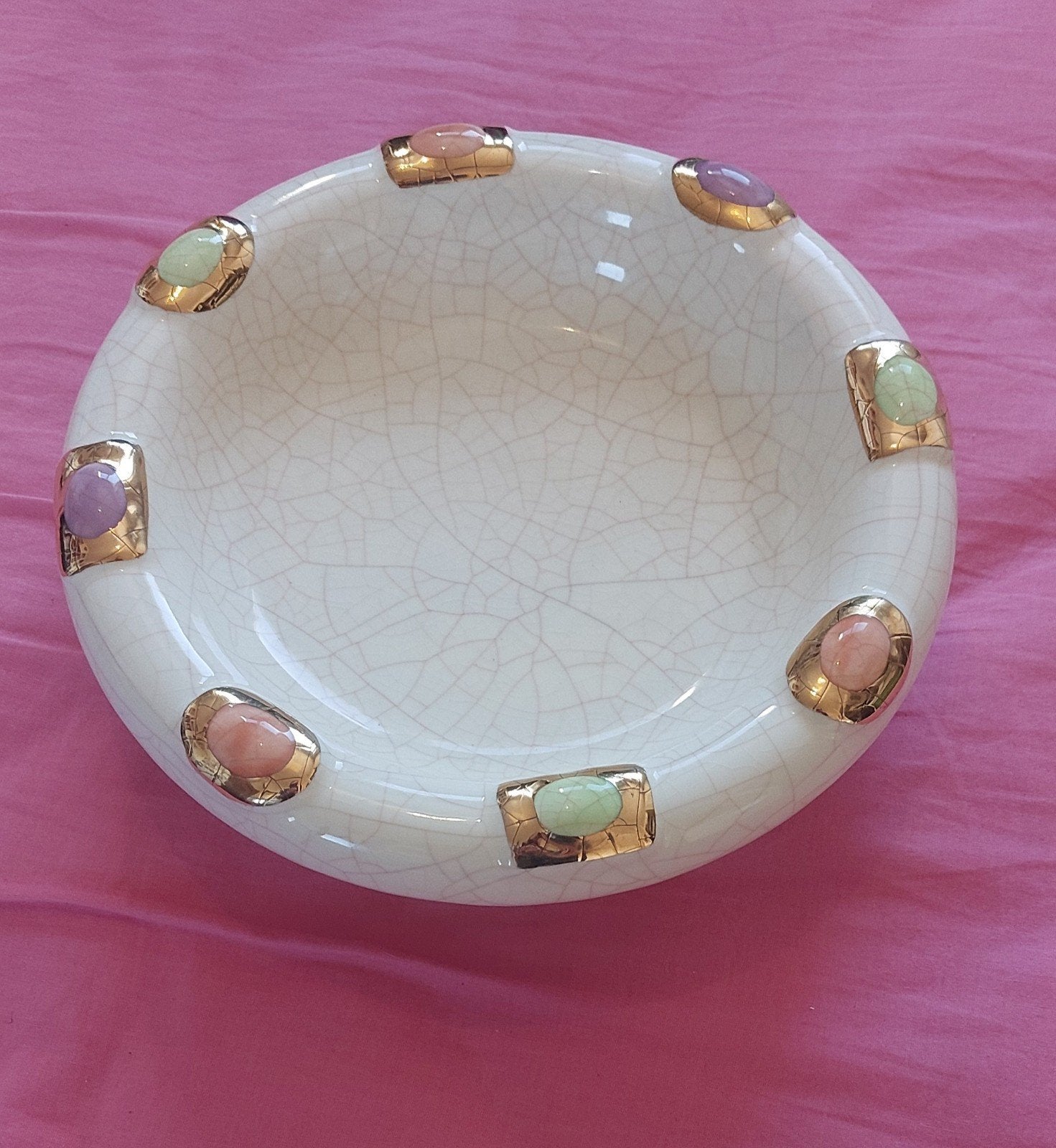 Grande Coupe Pique-Fleurs 25cm Faïenceries de LONGWY - Caboc, Antiquités & Art, Enlèvement