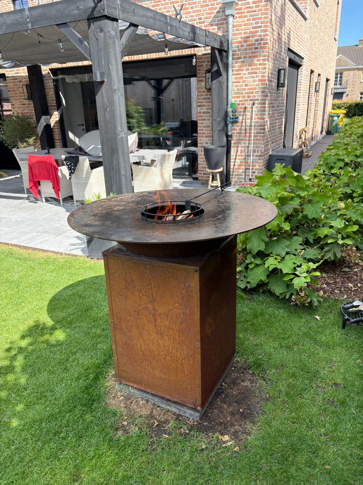 Plancha barbecue bakplaat diameter 100cm cortenstaal(look), Tuin en Terras, Ophalen, Gebruikt