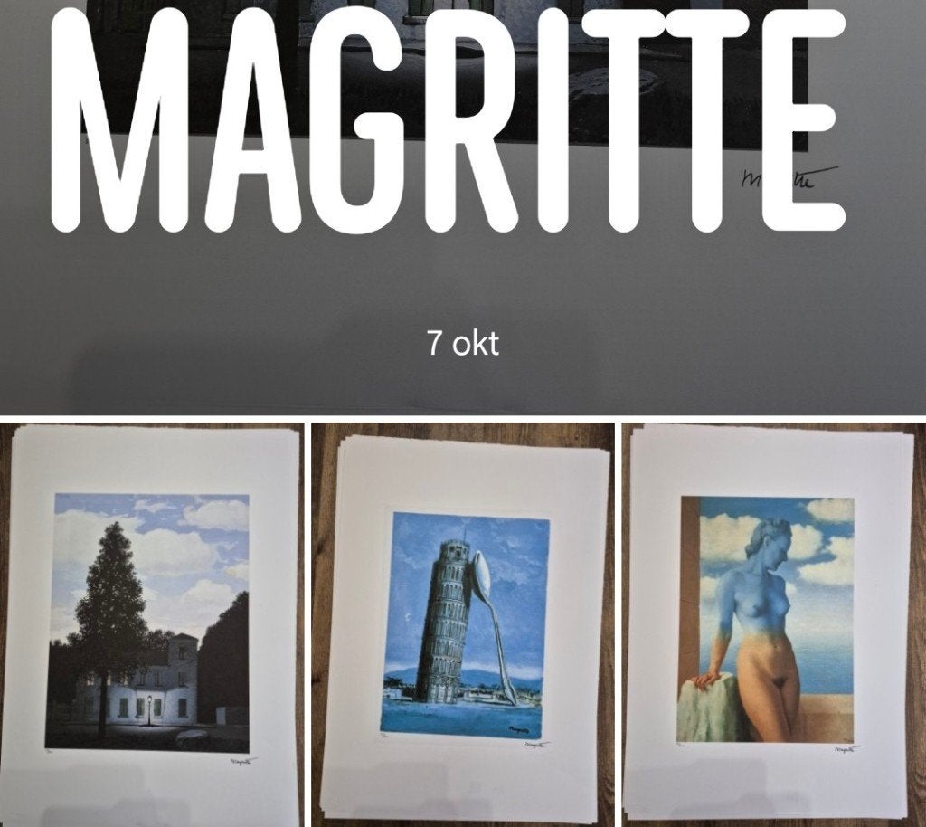 Rene Magritte Lithografie off set 50x70 cm  120€/3, Antiquités & Art, Enlèvement ou Envoi, Lithographie