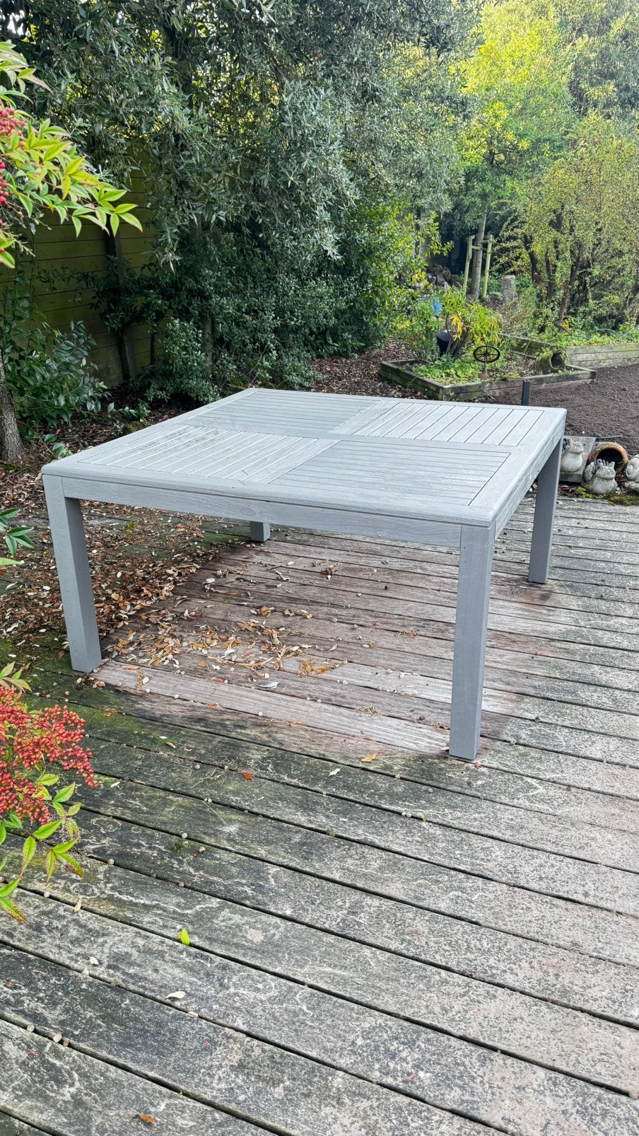 Vierkante tafel in teak, Tuin en Terras, Ophalen, Zo goed als nieuw