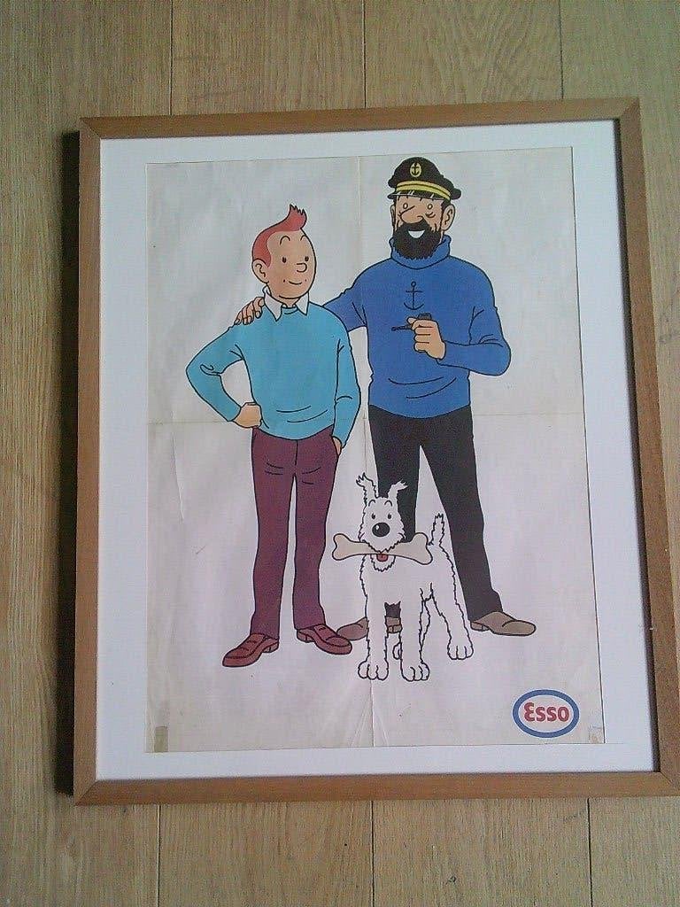 Poster Kuifje en het haaienmeer . Uitgave ESSO 1973, Verzamelen, Ophalen of Verzenden, Kuifje