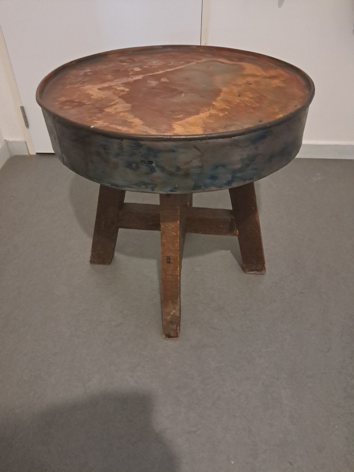 Tafel rond metal hout 58cm, Ophalen, Rond, Hout