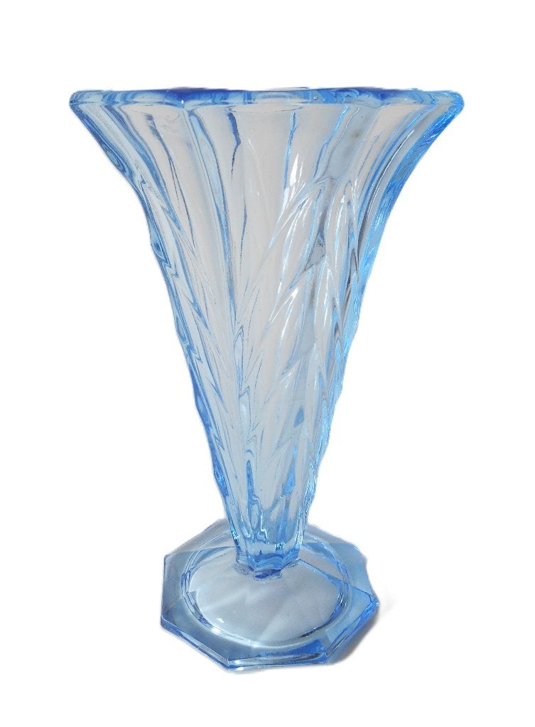 Vase Art Déco en verre bleu royal, Enlèvement ou Envoi