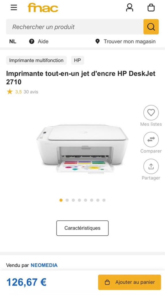 Imprimante HP Deskjet 2710, Computers en Software, Printers, Printer, Nieuw, Scannen, Ingebouwde Wi-Fi