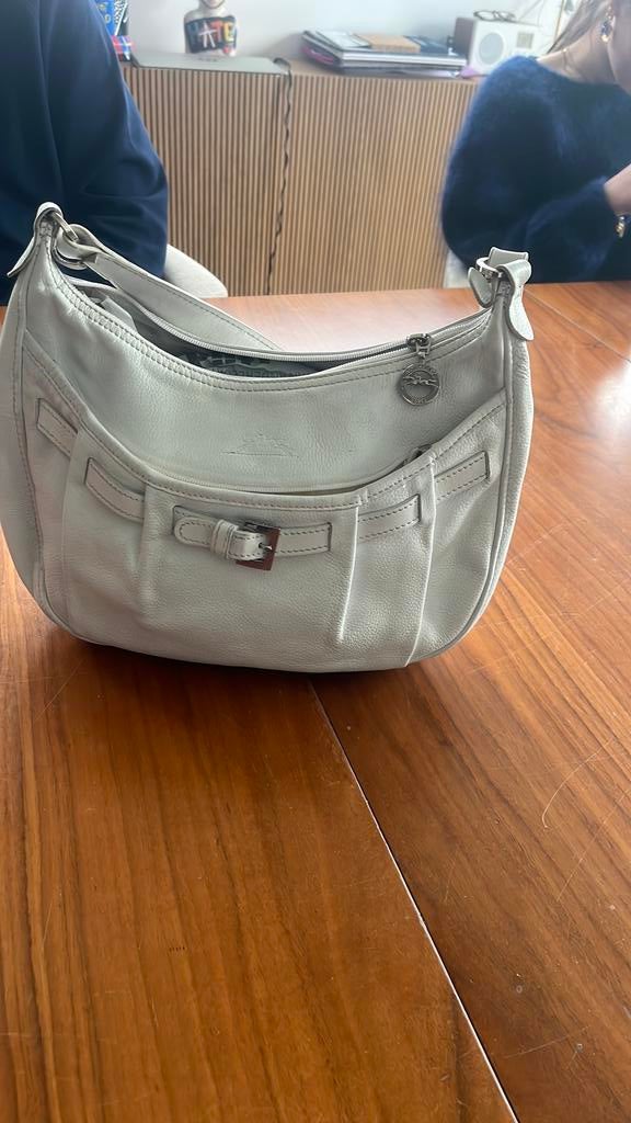 Longchamp schouder tas, Gebruikt, Wit, Leer, Ophalen