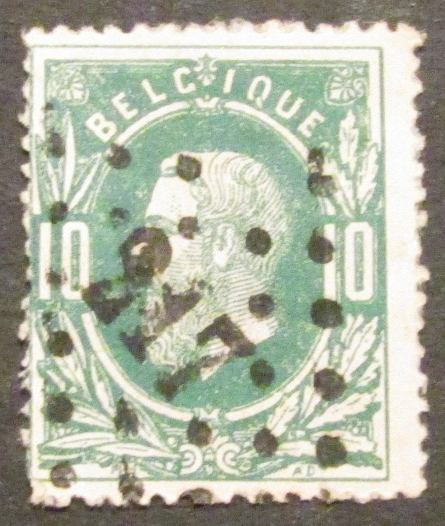 10 centimems de Léopold II de 1869 avec poinçon, Enlèvement ou Envoi, Affranchi, Timbre-poste, Maison royale
