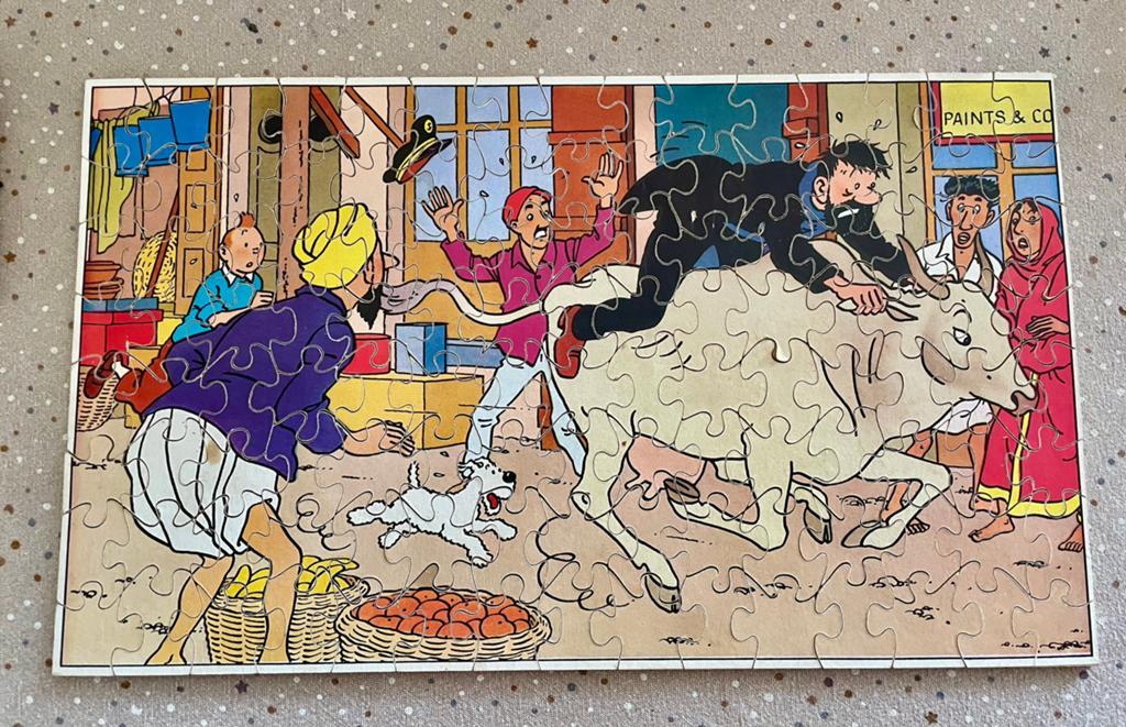 Puzzle Tintin des années 1960 (extrait de Tintin au Tibet), Enlèvement ou Envoi, Tintin, Utilisé, Image, Affiche ou Autocollant