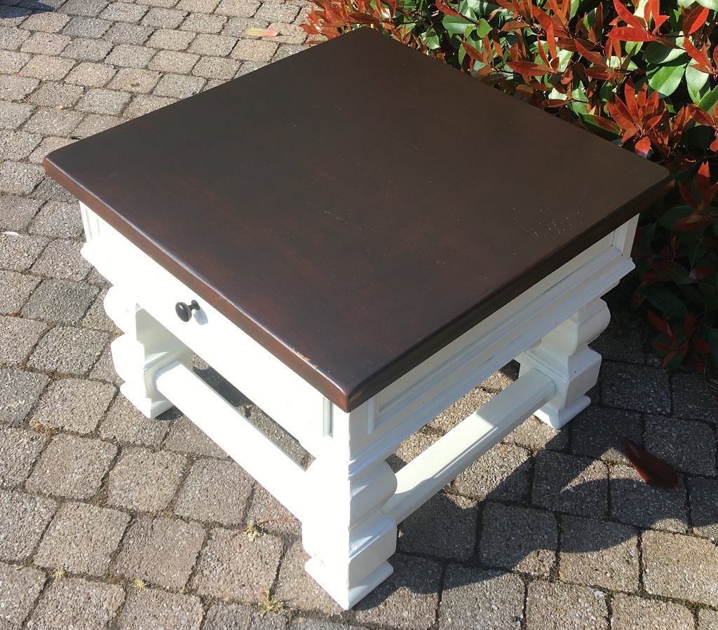 bijzettafeltje - salontafel - wit - hout, Huis en Inrichting, Tafels | Salontafels, Ophalen, Gebruikt, 50 tot 100 cm, Vierkant