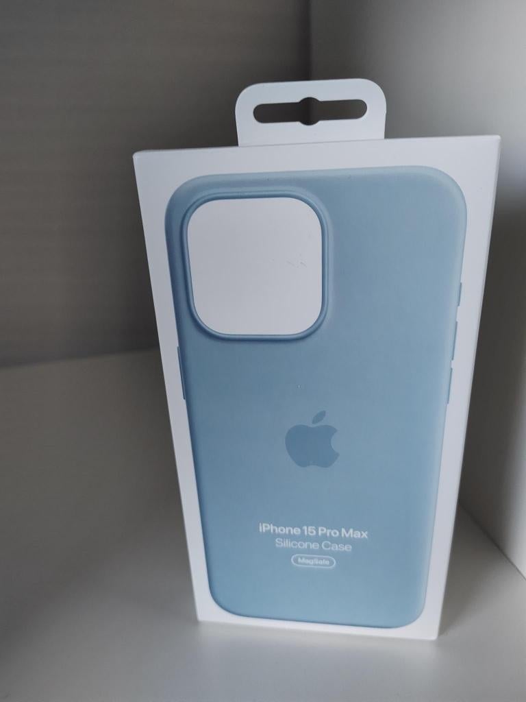 Apple MagSafe silicone hoesje Licht Blauw iPhone 15 Pro Max, Ophalen, IPhone 15, MagSafe, Blauw