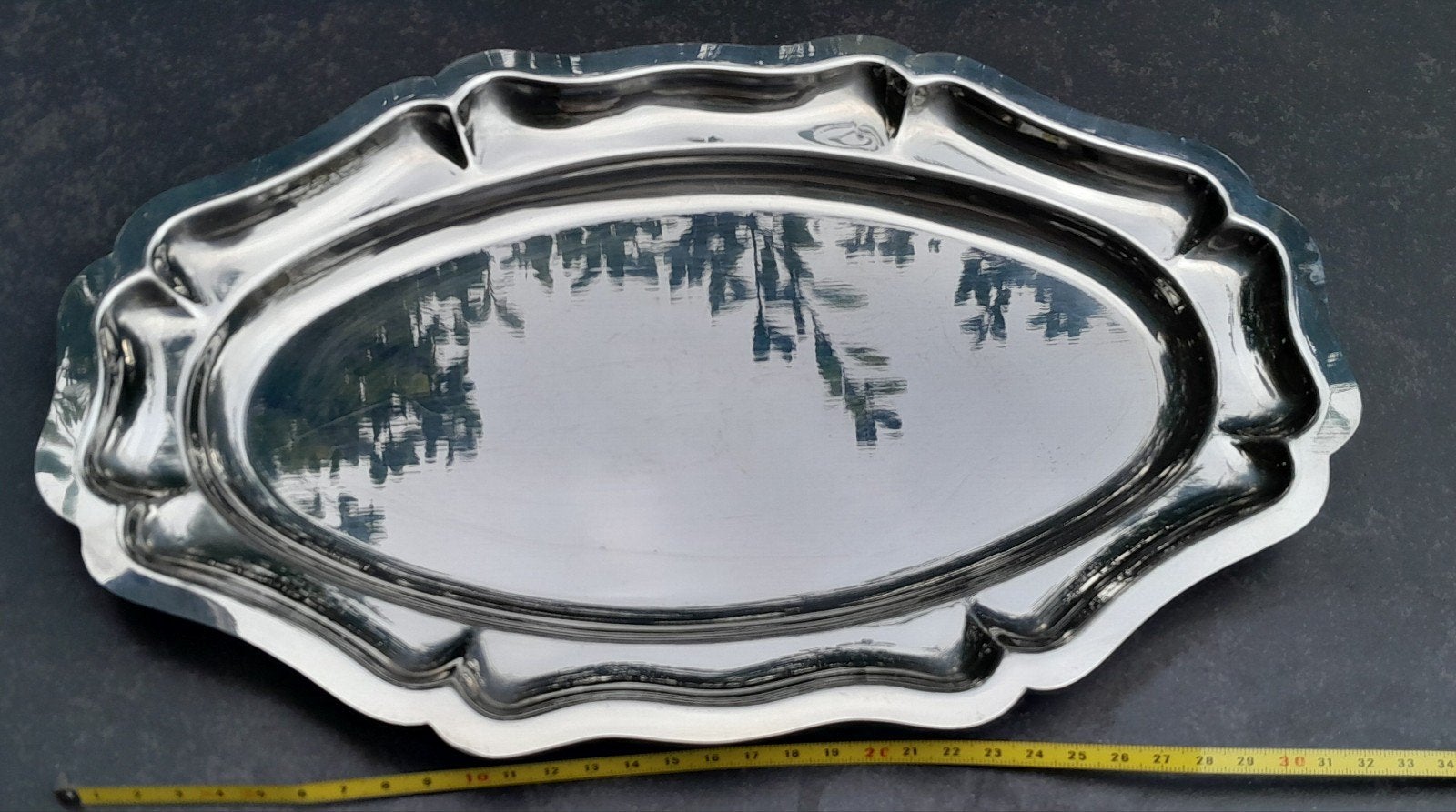 Prachtige Inox schaal 30 cm., Antiek en Kunst, Ophalen of Verzenden