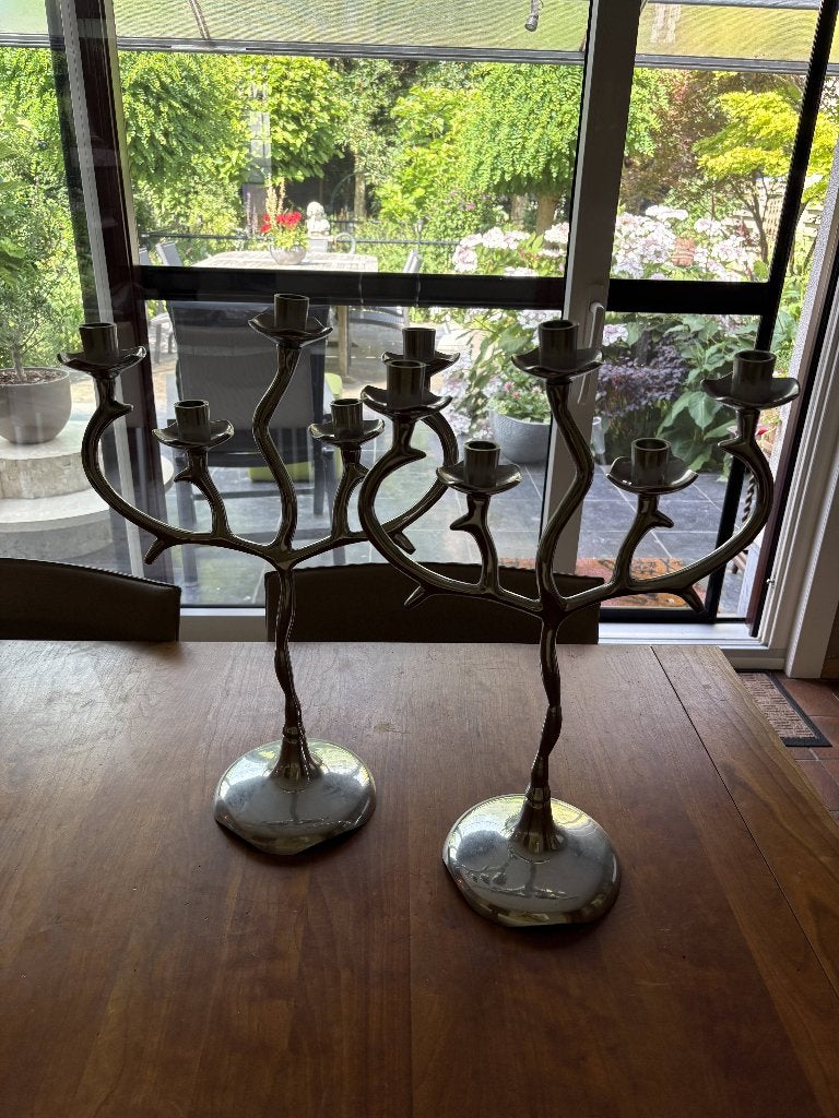 Grote metalen kandelaars, Ophalen, Zo goed als nieuw, Metaal, 54 cm