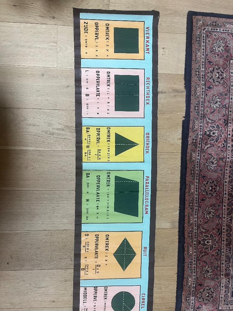 Oude handgeschilderde schoolplaat (Steppe) - Meetkunde, Enlèvement ou Envoi