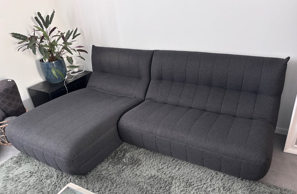 Antracietgrijze bank - Togo-stijl, Huis en Inrichting, Ophalen, Gebruikt, 100 tot 125 cm, Rechte bank