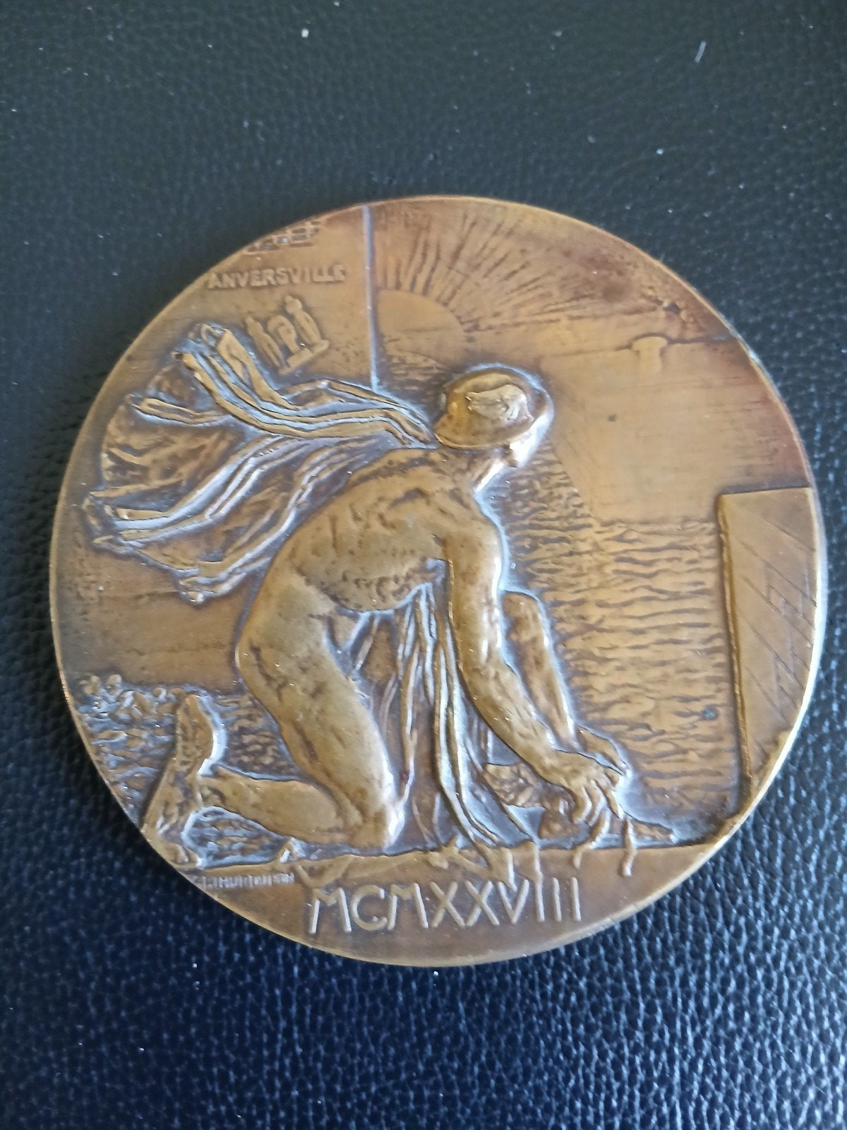 Médaille commémorative belge en bronze de 1928 très rare !, Enlèvement ou Envoi
