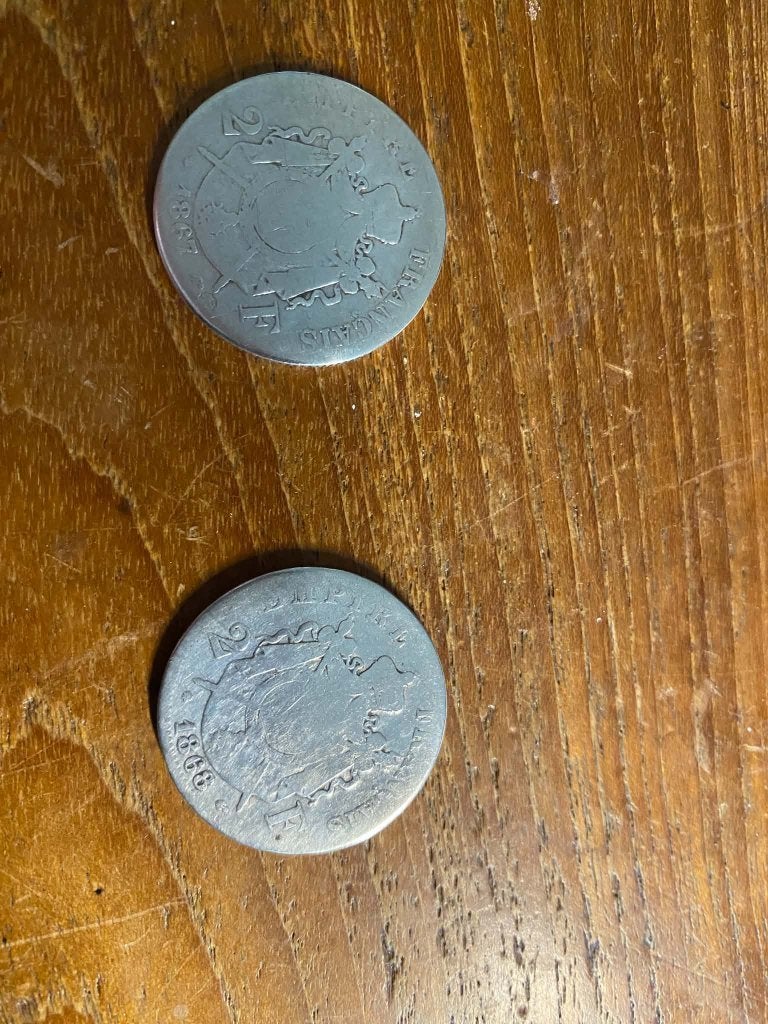 2 Munten 2 Francs - Napoleon III - Zilver - 1867/1868, Ophalen of Verzenden, Zilver, Zilver
