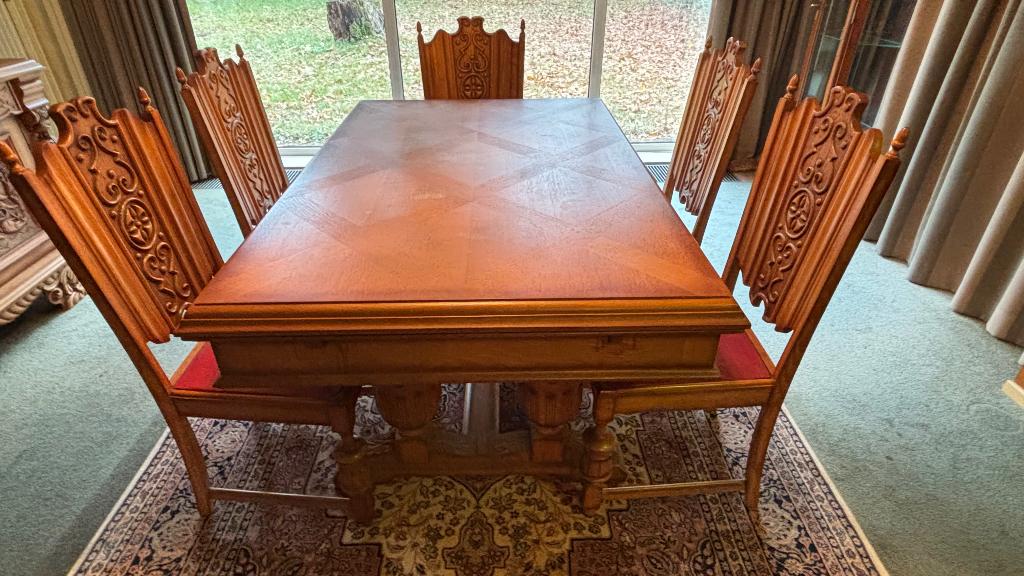 Eiken eettafel met stoelen, Ophalen