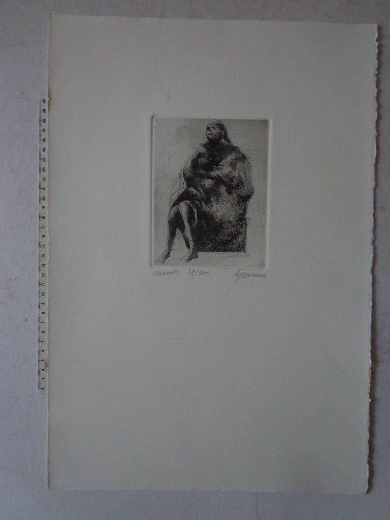 gevoelige ets van Luc Verstraete "Moeder", Antiek en Kunst, Kunst | Etsen en Gravures, Dagelijks leven, Ophalen of Verzenden, Gesigneerd