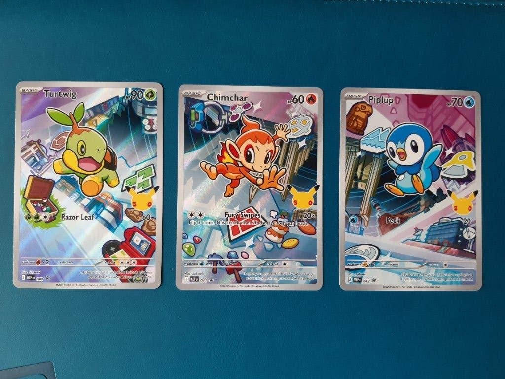 Turtwig 040, chimchar 041,piplup 042 (MEP), Hobby en Vrije tijd, Verzamelkaartspellen | Pokémon, Ophalen of Verzenden, Zo goed als nieuw