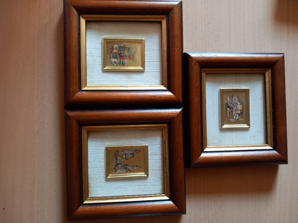 3 Italiaanse Foglia Oro monturen, Met afbeelding, Zo goed als nieuw, Hout, Ingelijst werk