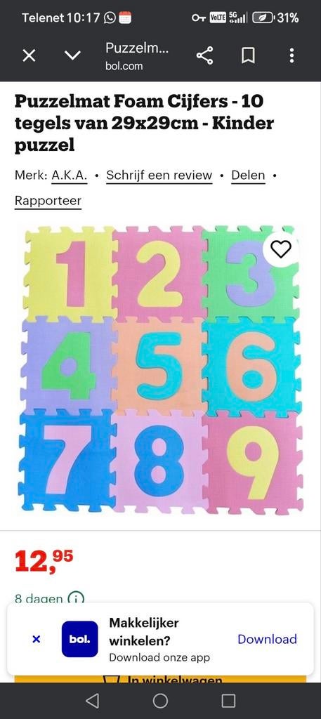 Speelmat puzzelmat, Ophalen