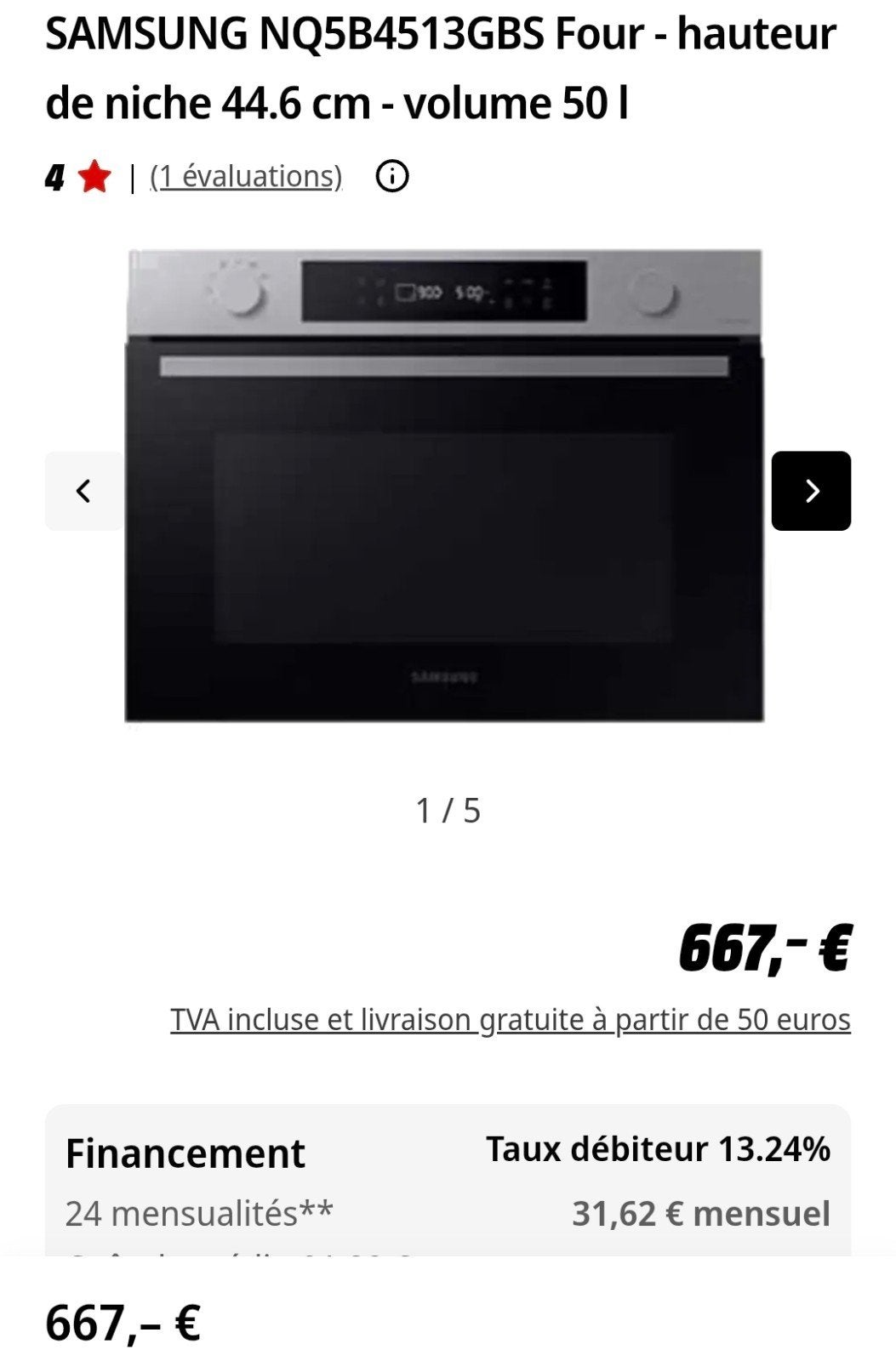 SAMSUNG inbouwmagnetron 50 liter NIEUW, Elektronische apparatuur, Ophalen, Samsung