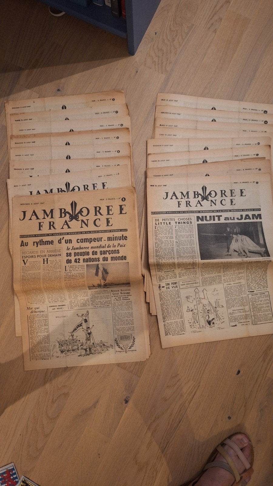 journal du Jamboree 1947 à  Moissons, Verzamelen, Ophalen