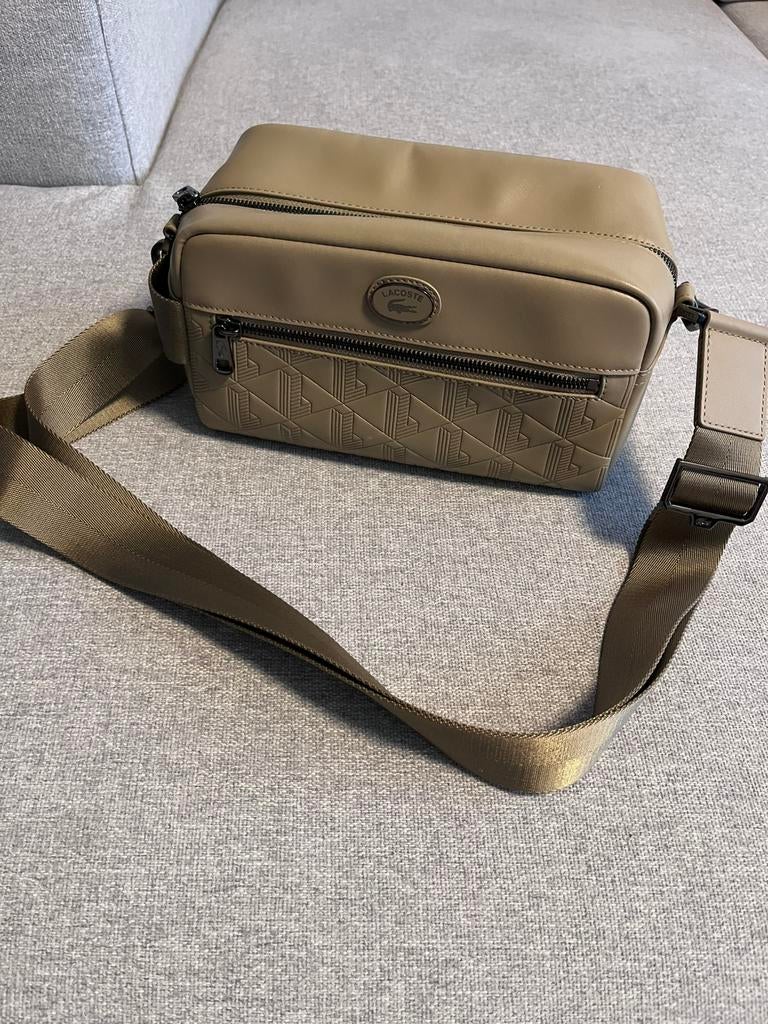 Sacoche Lacoste en cuir beige, Enlèvement, Comme neuf, Beige, Cuir