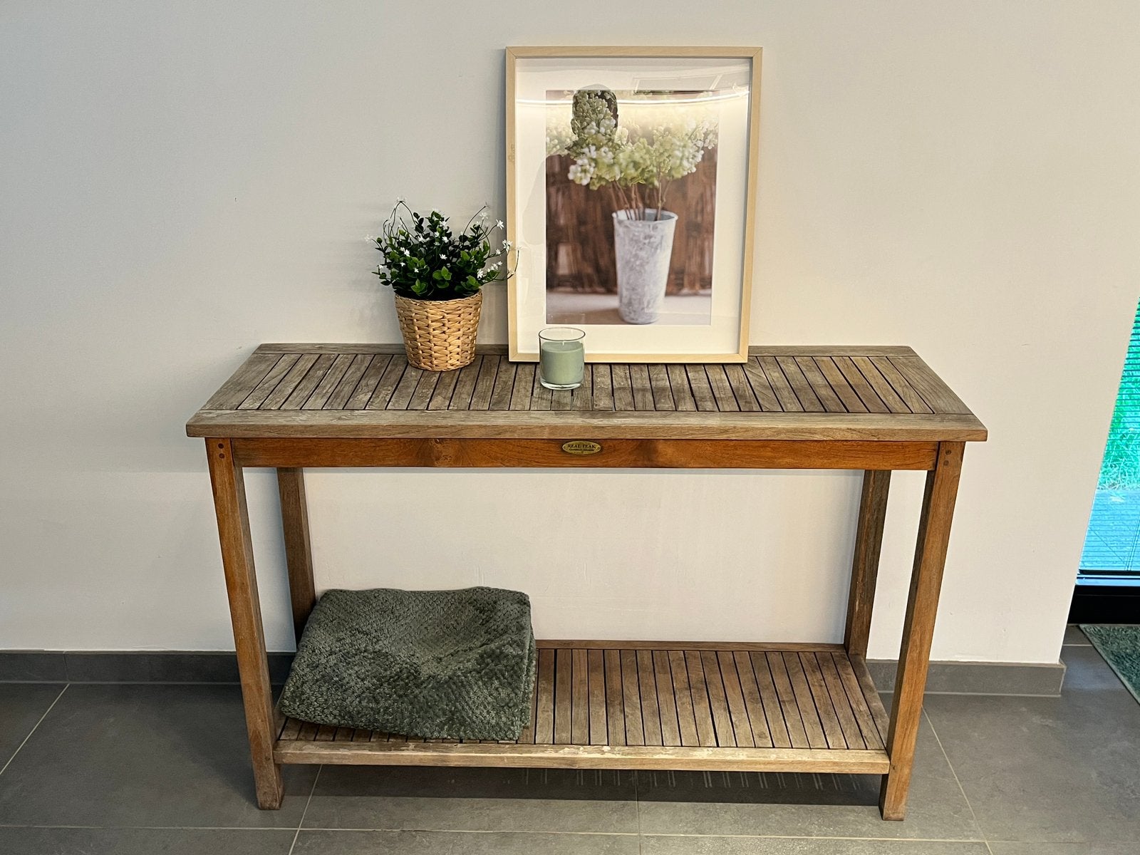 Massief teakhouten sidetable / consoletafel – 120 cm, Huis en Inrichting, Ophalen, Gebruikt, Teakhout, Landelijk, modern