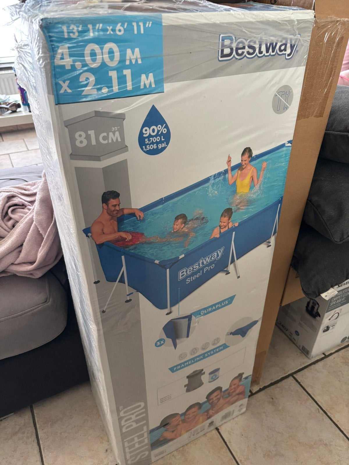 Zwembad voor het hele gezin, Tuin en Terras, Zwembaden, Zo goed als nieuw, Opzetzwembad, Rechthoekig, Ophalen