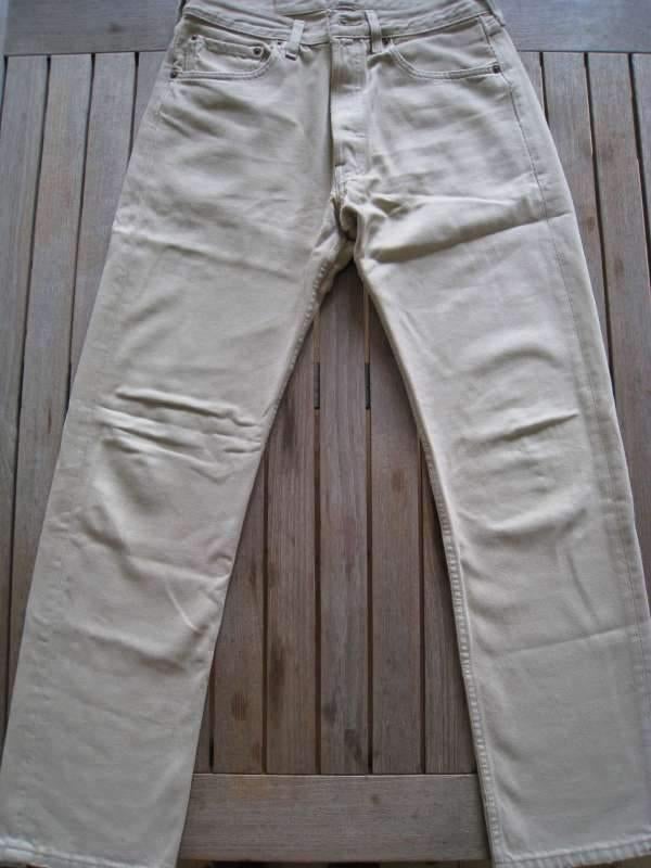 Jeansbroek heren, oker, Levi Straus 501, W31 L30, knopen, Ophalen