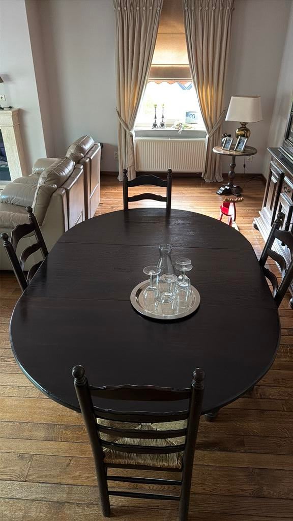 Tafel kopie antiek incl 4 stoelen, Ophalen, Gebruikt, Kopie antiek, 4 tot 6 stoelen