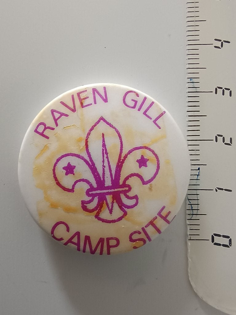 UK Scouting Raven Gill Camp Site Metal Pin Badge, Verzamelen, Verzenden, Zo goed als nieuw, Embleem, Speld of Insigne