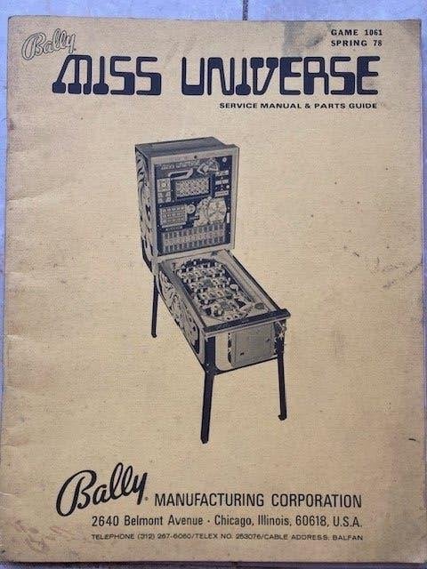 BALLY BINGO MISS UNIVERSE SERVICE MANUAL, Ophalen of Verzenden, Zo goed als nieuw