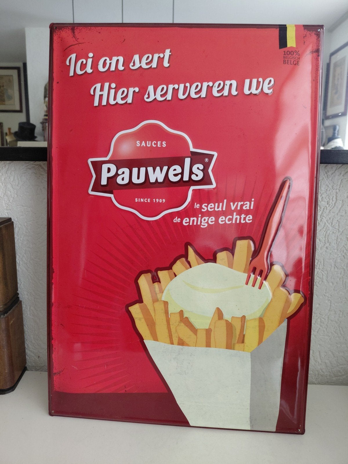 metalen bord Pauwels, Verzamelen, Ophalen of Verzenden