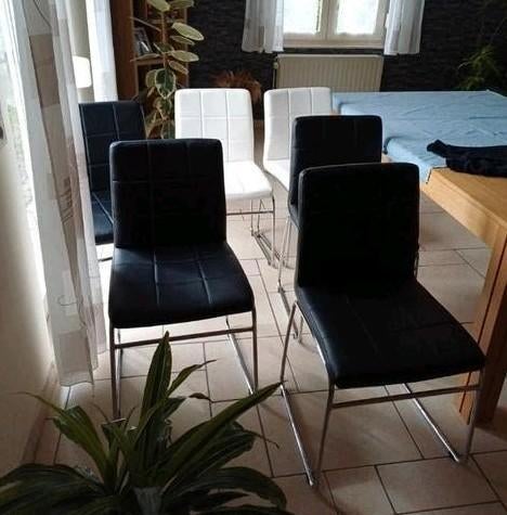 6 chaises de salle à manger en simili cuir, Autres matériaux, Enlèvement, Cinq, Six Chaises ou plus, Utilisé