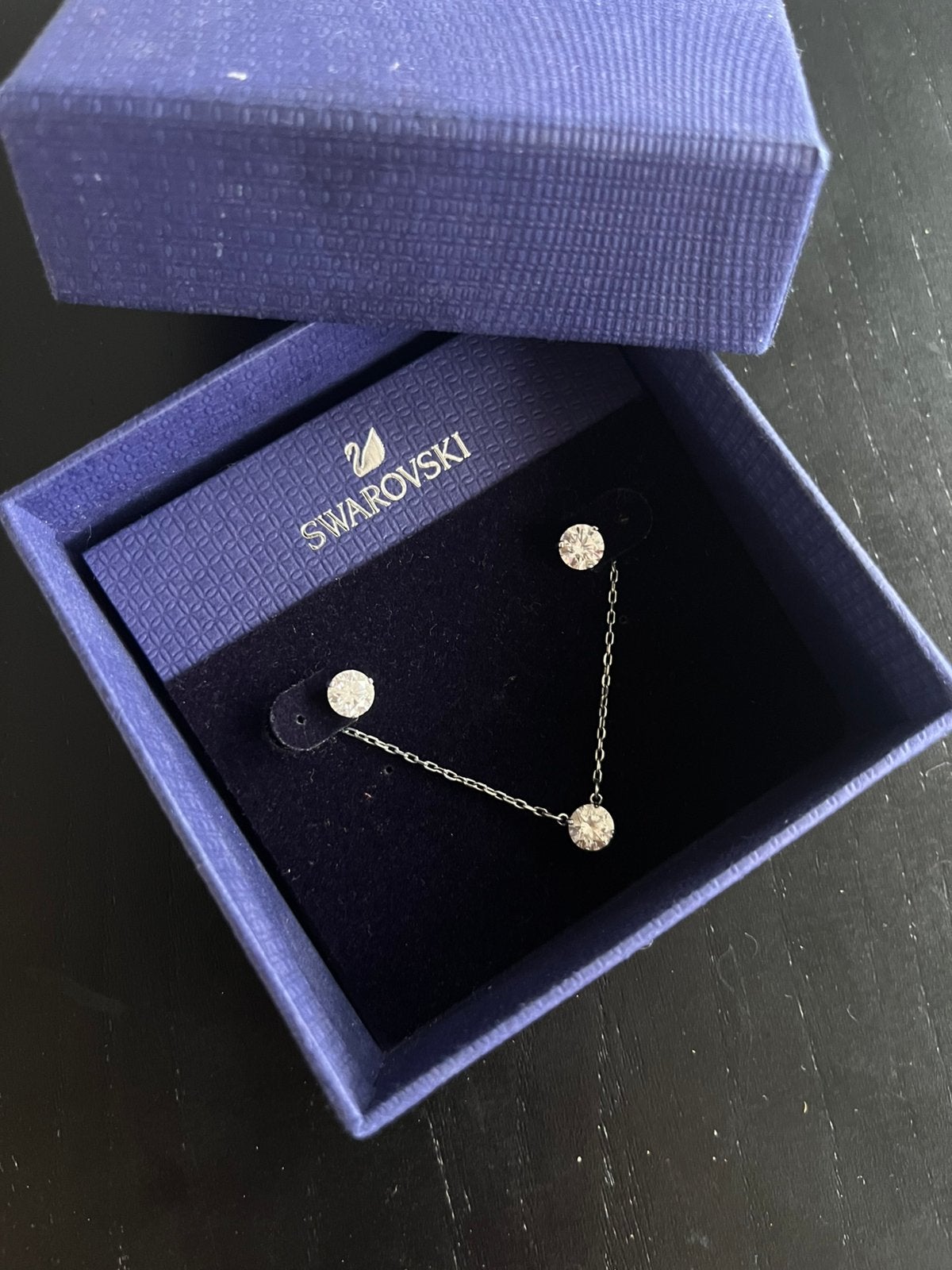 Swarovski set met ketting en steentjes, Handtassen en Accessoires, Kettingen, Ophalen, Zo goed als nieuw