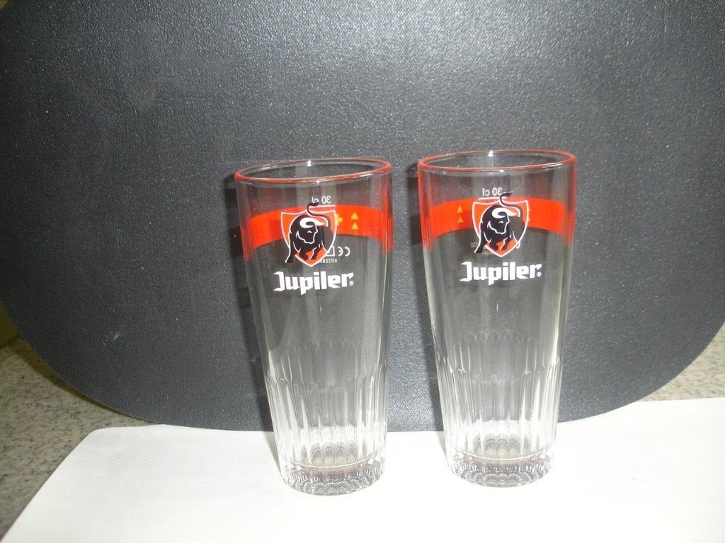 6 bierglazen Jupiler, brij Inbev, 30cl, 6 stuks voor € 3,00, Verzamelen, Ophalen of Verzenden, Nieuw, Glas of Glazen, Jupiler