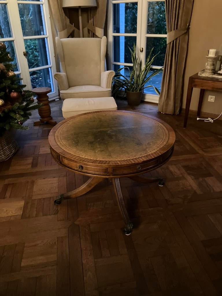 Bijzettafel rond (Engelse drum table), Ophalen, Gebruikt, Rond, Engelse stijl