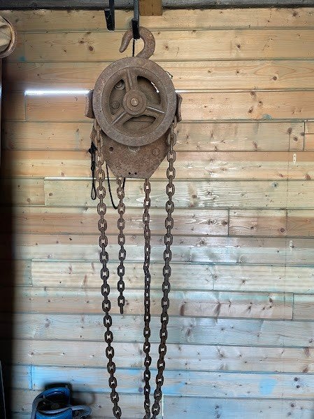 Palan lourd ancien avec chaîne - certainement toujours fonct, Enlèvement
