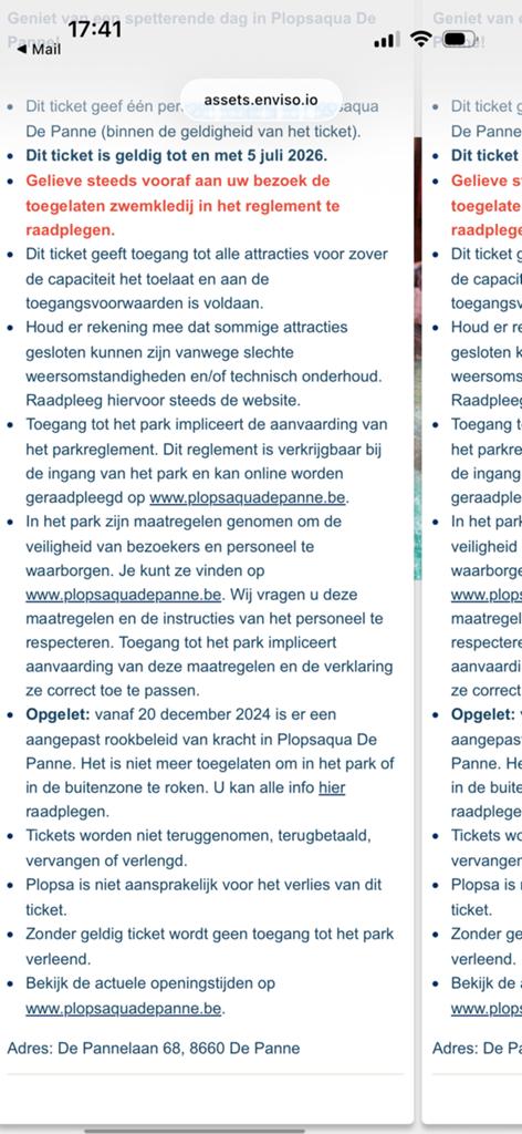 Twee plopsaqua tickets te koop (totaal prijs 32€), Tickets en Kaartjes, Twee personen, Ticket of Toegangskaart