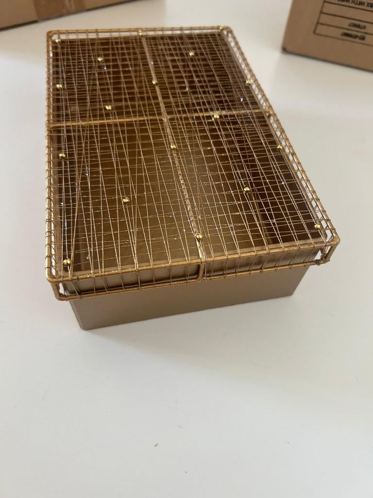 24x Gouden decoratieve opbergdozen rechthoek 12 cm x 19 cm, Ophalen, Nieuw, Overige typen